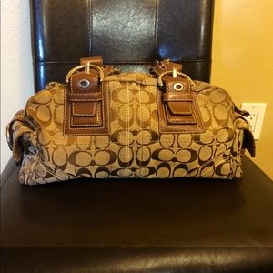 Coach sign.shoulder canvas handbag No.C06Q-10078